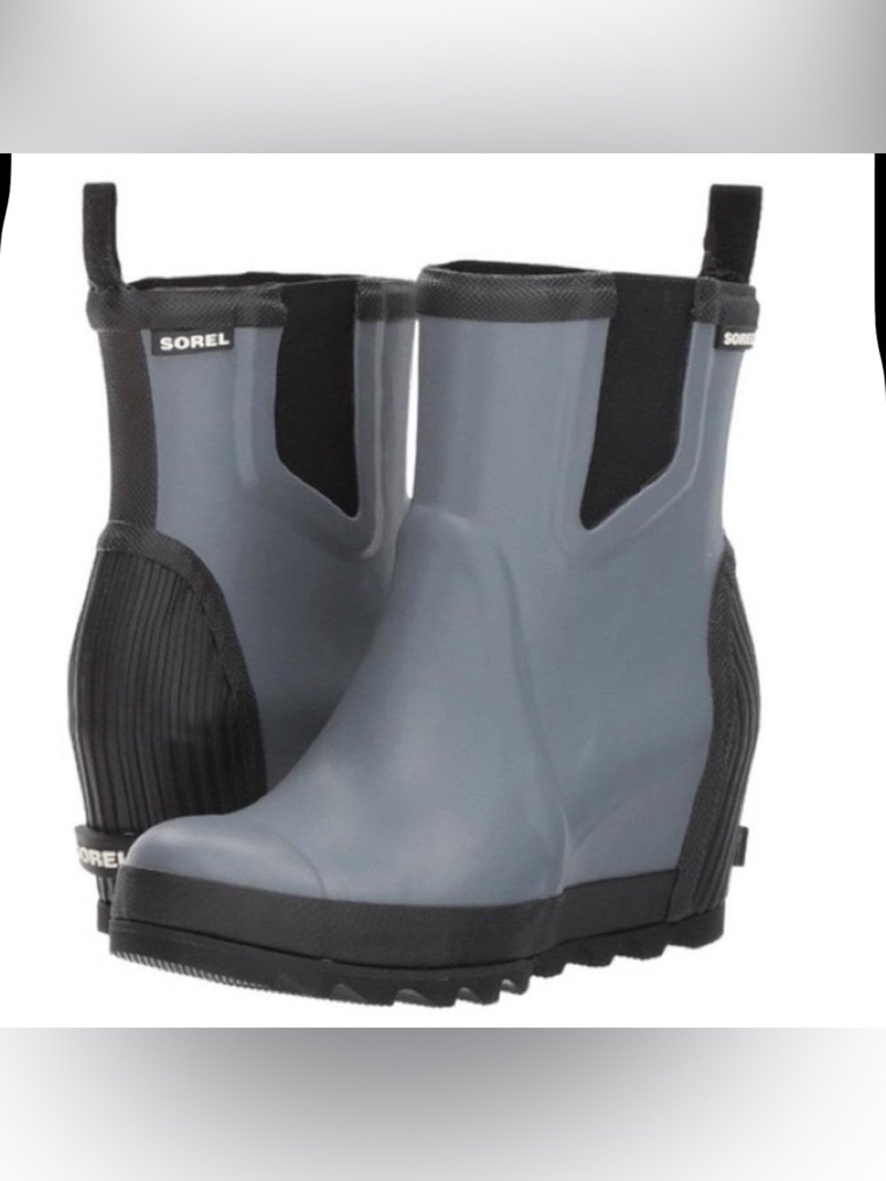 Sorel Women's Gray Joan Rain Wedge   Chelsea Style Waterproof Rain Boots. NWT. 8